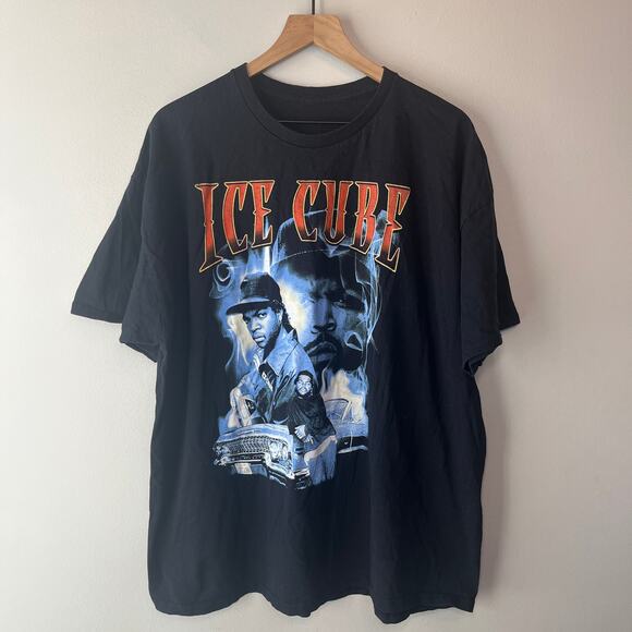 Ice Cube Men's Graphic Tee Short Sleeve T-shirt 90s Rap Black Size 2XL - Picture 1 of 4
